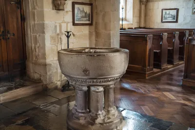 Traditional Stone Church Baptismal Font Interior