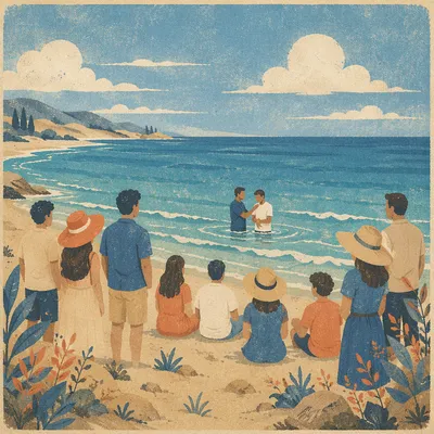 Beach Baptism by Ocean Waves