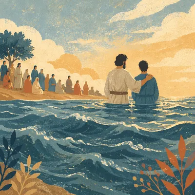 Beach Baptism with Ocean Waves at Sunset