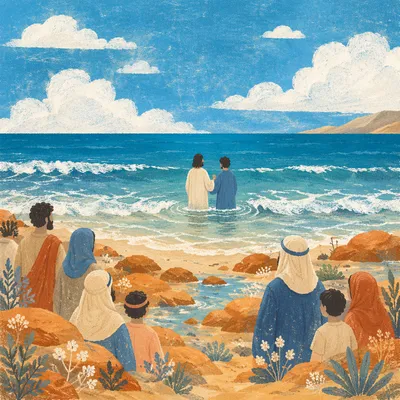 Ocean Baptism at Rocky Beach Shore