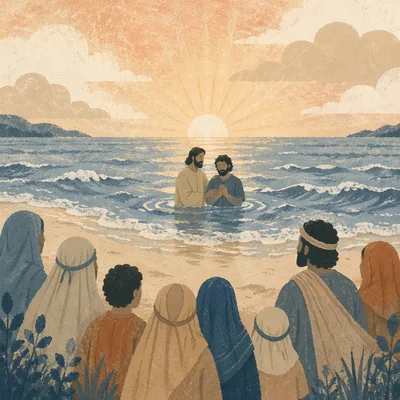 Sunrise Ocean Baptism with Watching Congregation