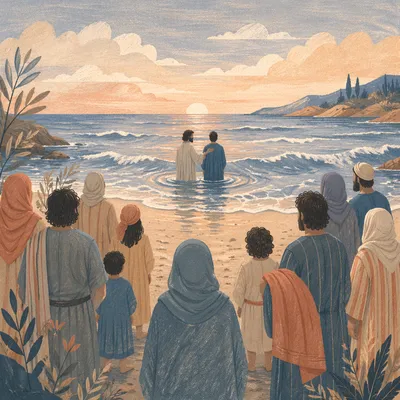 Reverent Beach Baptism at Blue Hour