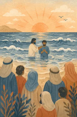 Sunrise Ocean Baptism with Congregation Watching