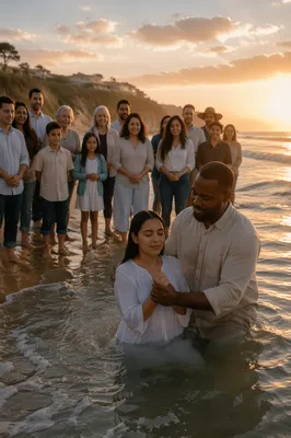 Beach Baptism at Golden Hour