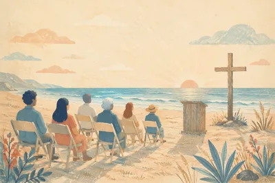 Sunrise Beach Church Service Setup