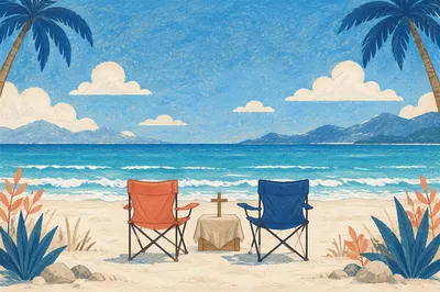 Beach Church Service Chairs by the Ocean
