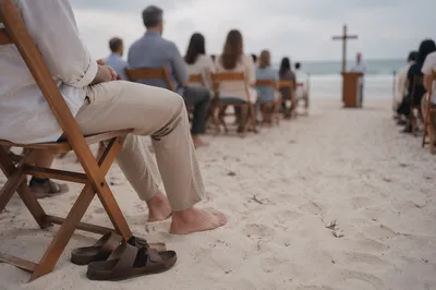 Peaceful Beach Church Service at Shoreline