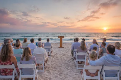Beachside Church Gathering at Sunrise
