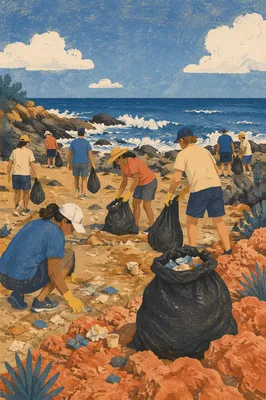 Faith Community Beach Cleanup by the Ocean