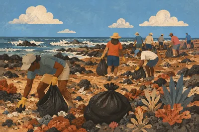 Faith Community Beach Cleanup by the Ocean