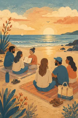 Beach Sunset Evangelism Group Conversation
