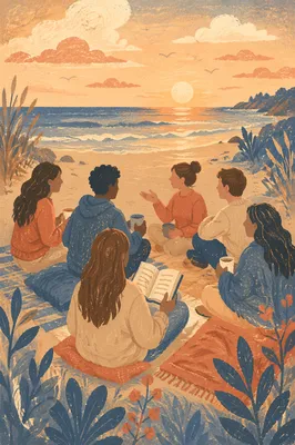 Beach Sunset Faith Group Conversation