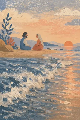 Sunset Beach Faith Conversation Silhouette