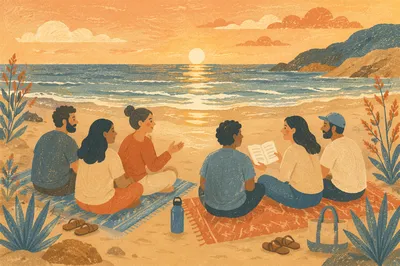 Beach Sunset Evangelism Group Conversation