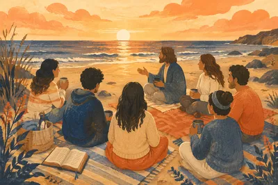 Beach Sunset Faith Conversation Circle