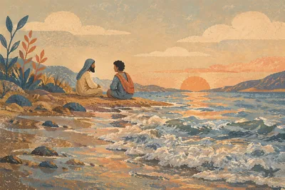 Sunset Beach Faith Conversation by the Shore
