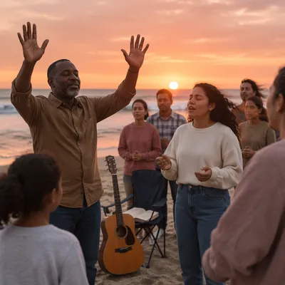 Beach Worship Gathering at Sunset