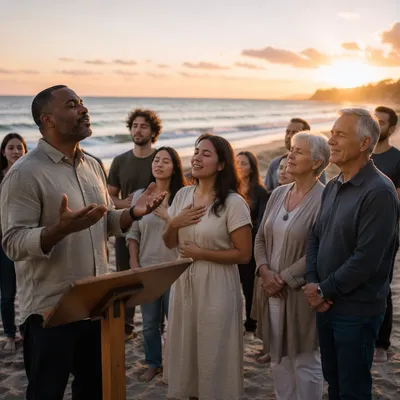 Beach Worship Gathering at Sunset