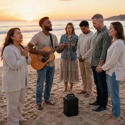 Beach Worship Service at Sunset