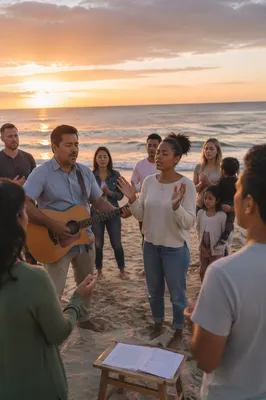 Beach Prayer Gathering at Sunset