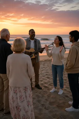 Beachside Worship Gathering at Sunset