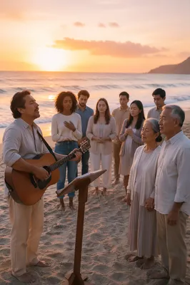 Beach Worship Service at Sunset