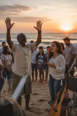 Beach Worship Gathering at Sunset