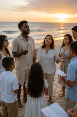 Beach Prayer Gathering at Sunset Shore
