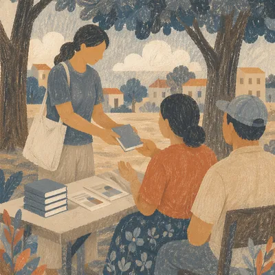 Bible Distribution in Quiet Village Park