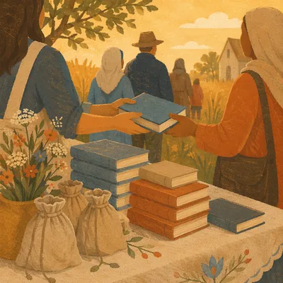 Rural Bible Distribution Outreach After Sunday Service