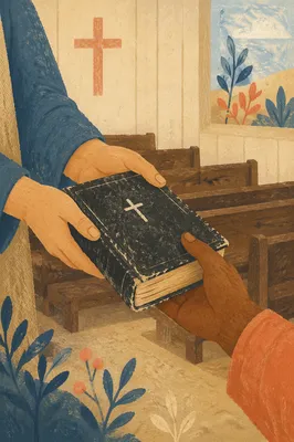 Hands Sharing a Bible in Mission Outreach
