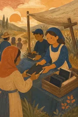 Bible Distribution Outreach on Country Path