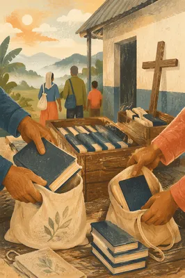 Bible Distribution Preparations in Rural Mission Field