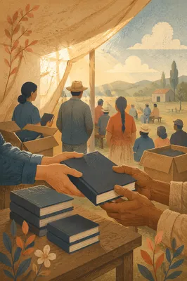 Bible Distribution at Rural Mission Tent