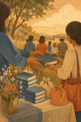 Rural Bible Distribution Outreach After Sunday Service