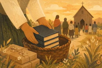 Rural Bible Distribution at Golden Hour