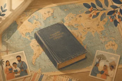 Bible on World Map for Missions