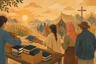Dawn Bible Distribution at Rural Mission Tent