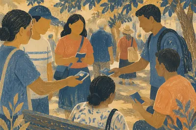 Bible Distribution Outreach Under Quiet Trees