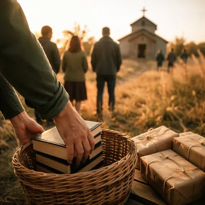 Rural Bible Distribution at Golden Hour