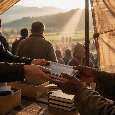 Bible Distribution at Rural Mission Tent