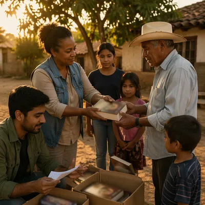 Book Distribution in Rural Village Courtyard