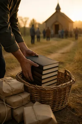 Rural Bible Distribution at Golden Hour