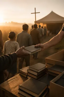 Dawn Bible Distribution at Rural Mission Tent