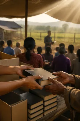 Bible Distribution at Rural Mission Tent