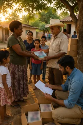 Book Distribution in Rural Village Courtyard