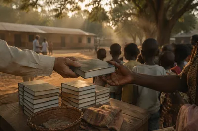 Rural Bible Distribution Outreach in Morning Light