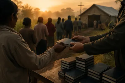 Dawn Bible Distribution at Rural Mission Tent