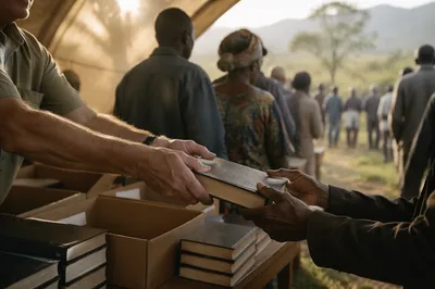 Bible Distribution at Rural Mission Tent