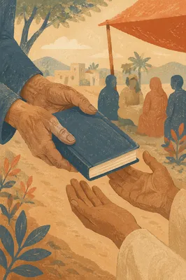 Bible Distribution in Mission Field Hands